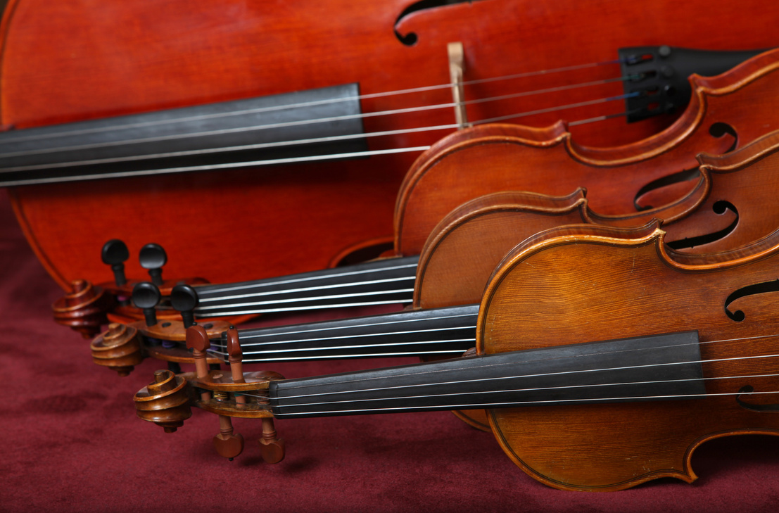 String quartet instruments lying on their side